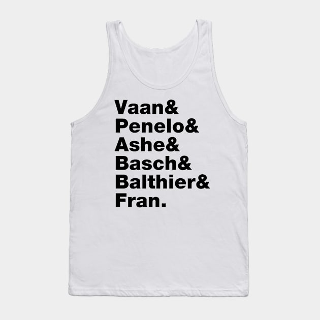 Final Fantasy 12 Characters (Black Text) Tank Top by inotyler